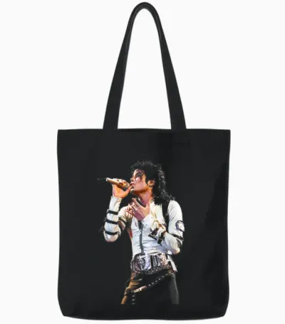 Michael Jackson World Tour Singing Live Bad 1988 Tote Bags - Black