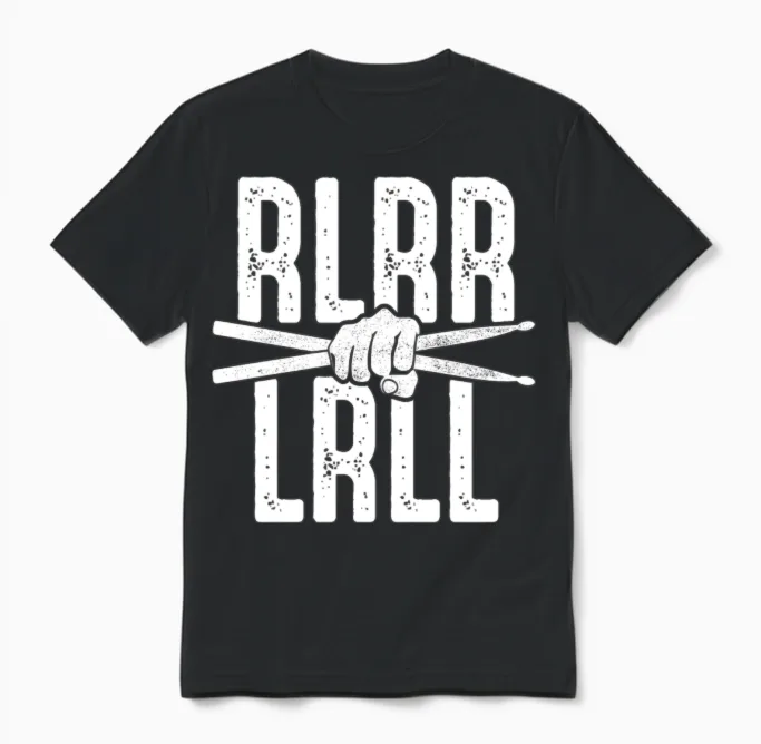 Rudimento Rlrr Lrll Drummer Paradiddle Rock Music Unisex T-Shirt in Black