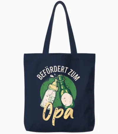 Men's T-Shirt with German Text "zum Opa Befört, Black Tote Bags - Navy