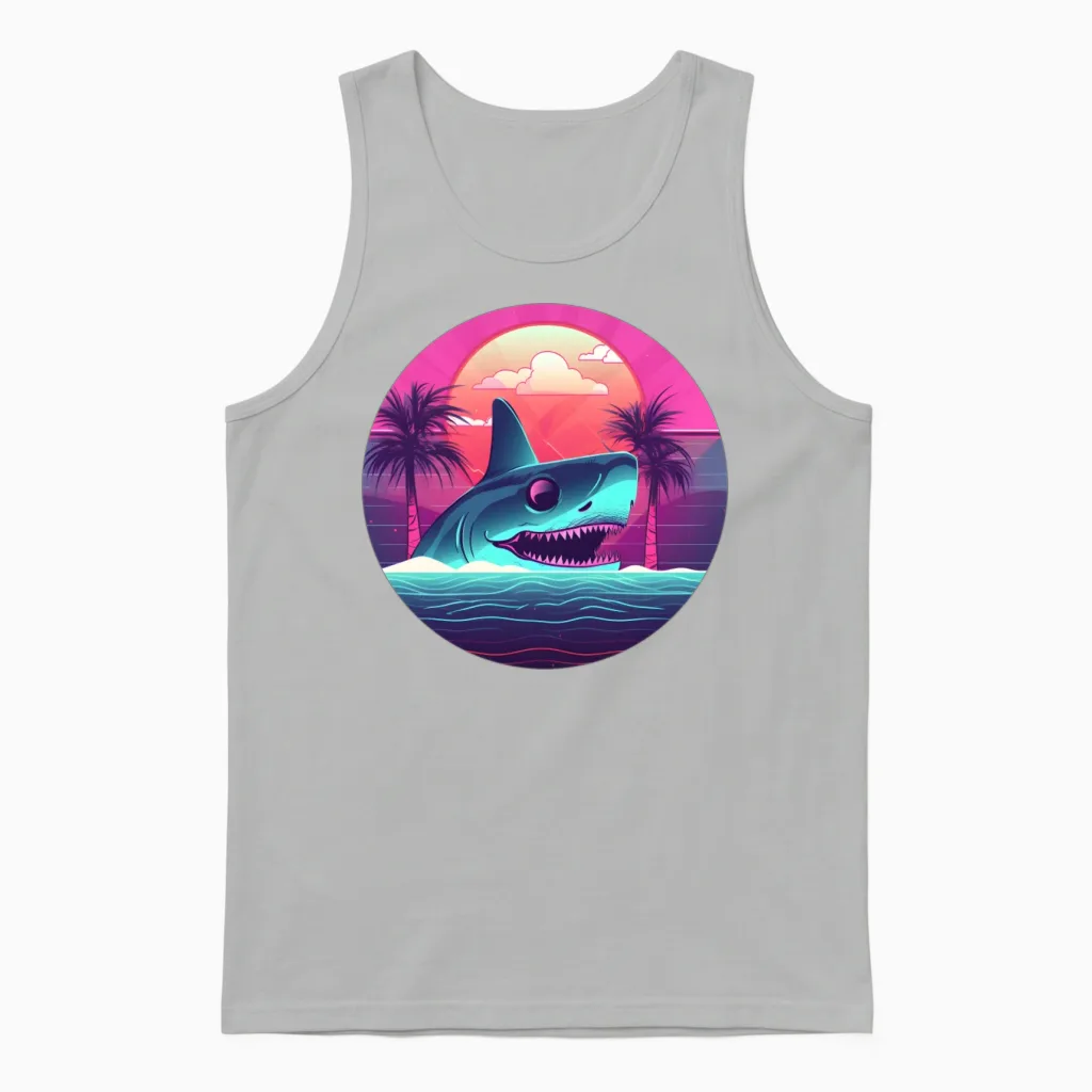 Shark Lovers Retro Style Unisex Tank Top in Ash
