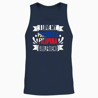 I Love My Psychotic Filipina Girlfriend Pinay Unisex Tank Top - Navy