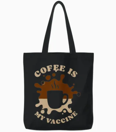 Coffee Is My Vaccine Retro Tote Bags - Black