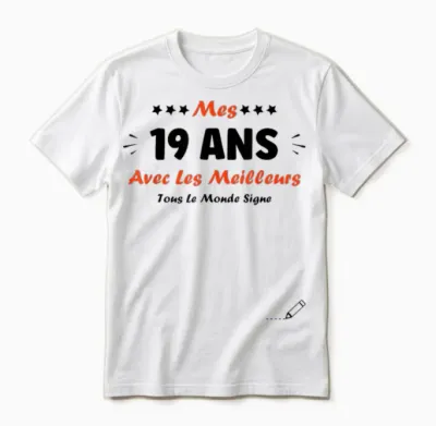 Signature 19 Years Birthday Humour 19 Years to Sign T-Shirt, White, S Unisex T-Shirt - White