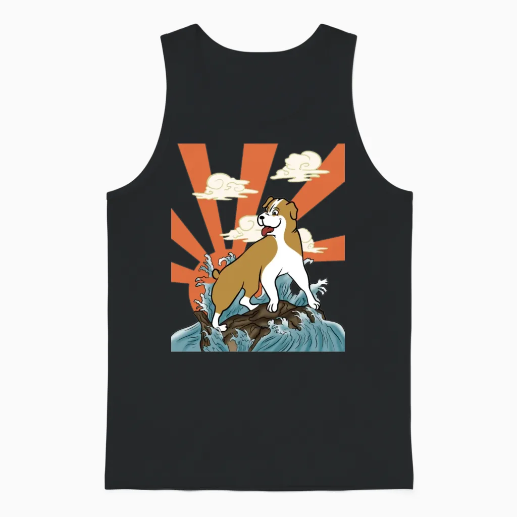 English Bulldog Japanese Retro Unisex Tank Top in Black