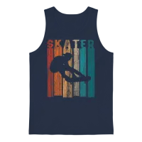 Retro Vintage Skater Skateboarder Unisex Tank Top - Navy – 1