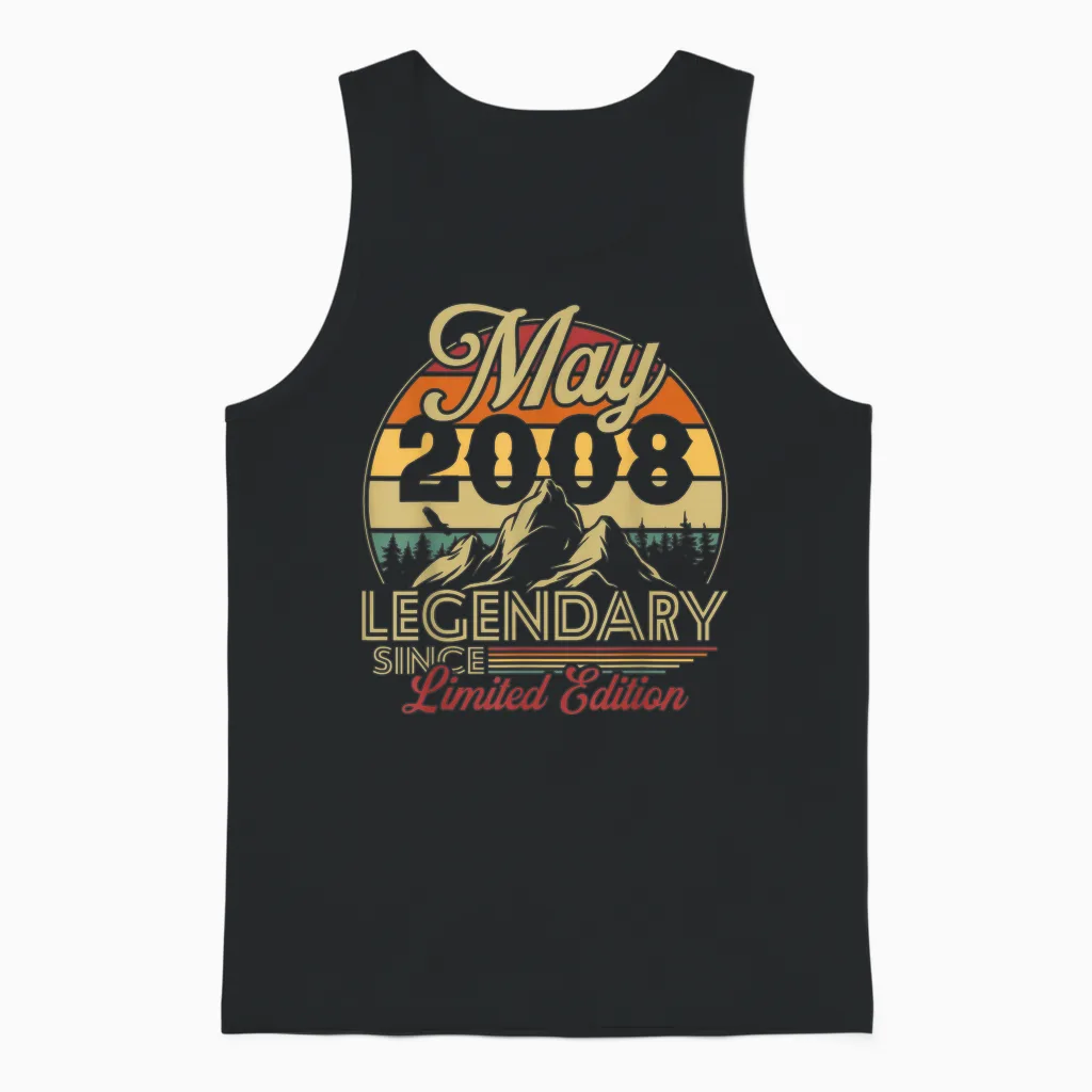 Vintage Anniversaire 18 Ans Pour Né En Mai 2008 Cadeau Unisex Tank Top in Black
