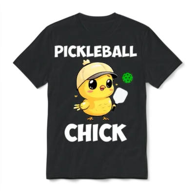 Pickleball Chick, Funny Pickleball Unisex T-Shirt - Black