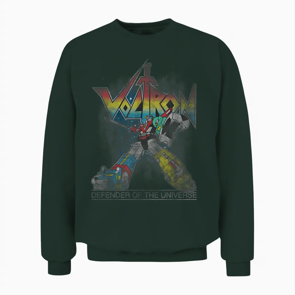 Voltron Retro Defender Rainbow Graphic Unisex Sweatshirt in Forest