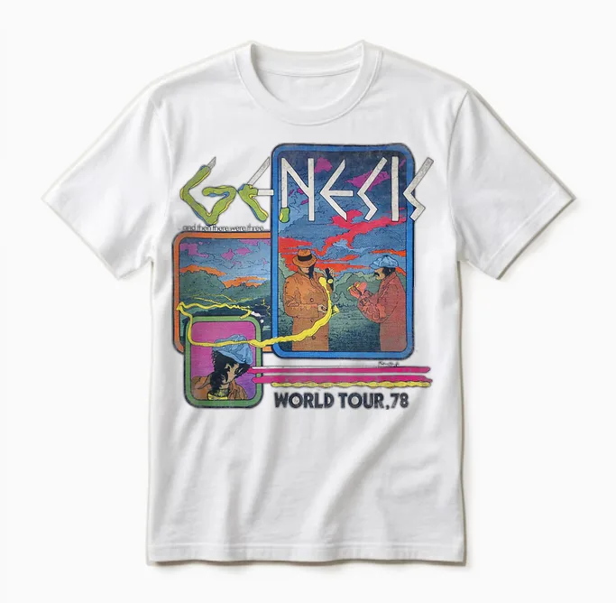 Genesis Rock Music Band World Tour 78 Unisex T-Shirt in White