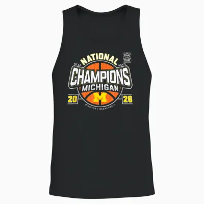 Michigan Wolverines National Champs 2026 Men's Basketball Unisex Tank Top - Black
