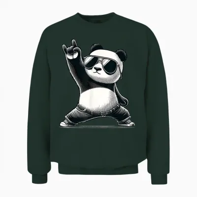 Retro Panda Rock Music Gift Men Children Women Funny Panda Unisex Sweatshirt - Forest