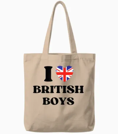 Funny I Love British Boys I Red Heart British Boys Britain Tote Bags - Natural