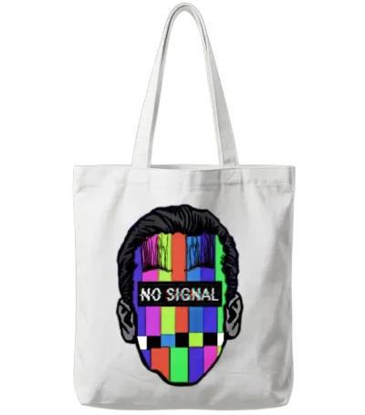 No Signal Tv Retro Design Tote Bags - White