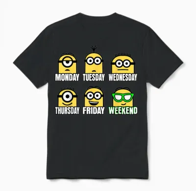 Despicable Me Minions Throughout the Week Unisex T-Shirt - Black