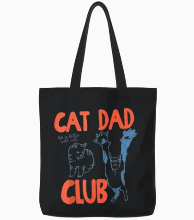 Cat Dad Club Life Is Better with Cats Father's Day Cat Dad Tote Bags - Black