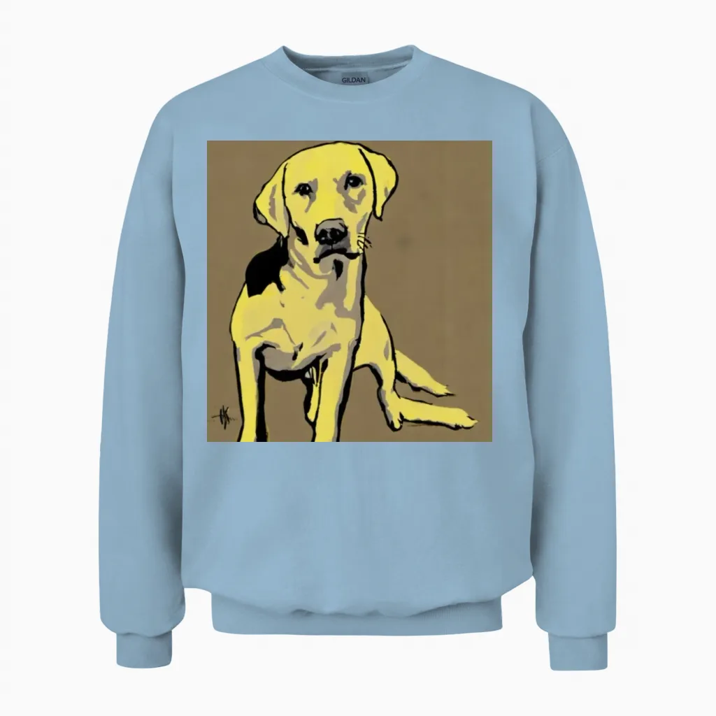 Yellow Labrador Retreiver Unisex Sweatshirt in Light Blue