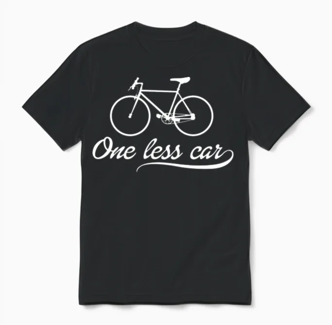Bicycle - One Less Cars - & Muscle Unisex T-Shirt in Black