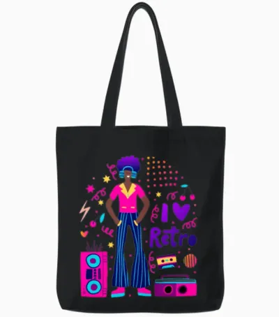 Retro 1970's Tote Bags - Black