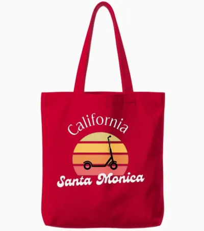 Santa Monica California Retro Tote Bags - Red