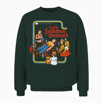 Lets Summon Demons Occult Retro Vintage Funny Adult Humor Unisex Sweatshirt - Forest