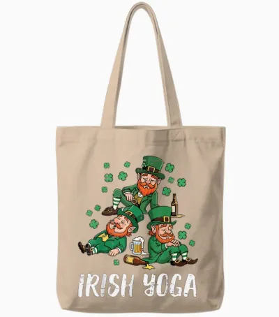 St. Patricks Day Irish Yoga Kobold Saint Paddys Herren Damen Tote Bags - Natural