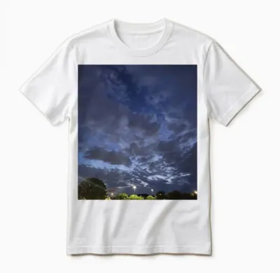 Moody Night Sky Over Suburban Lights Unisex T-Shirt - White