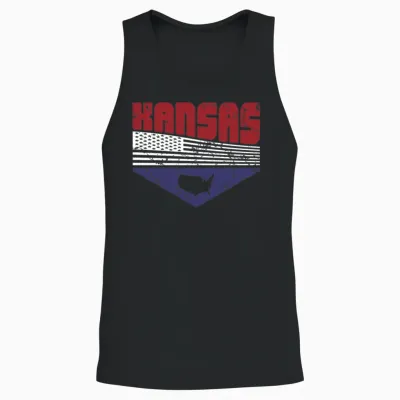 Retro Vintage Kansas Usa Unisex Tank Top - Black