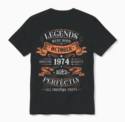 October 1974 Vintage Unisex T-Shirt - Black