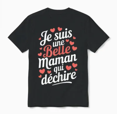 Belle Maman Qui Déchire Femme Humour Gift Mother's Day T-Shirt, Black, Female X-Small Unisex T-Shirt - Black