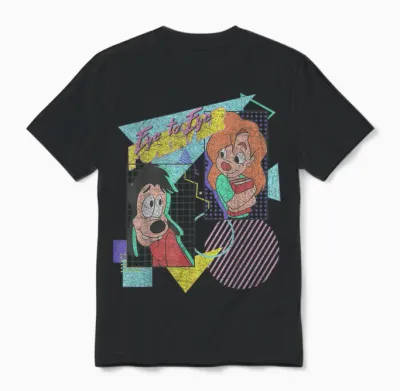 Disney a Goofy Movie Max & Roxanne Eye to Eye Forever Unisex T-Shirt - Black
