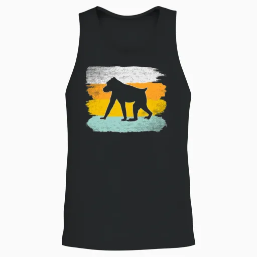 Monkey Retro Unisex Tank Top - Black