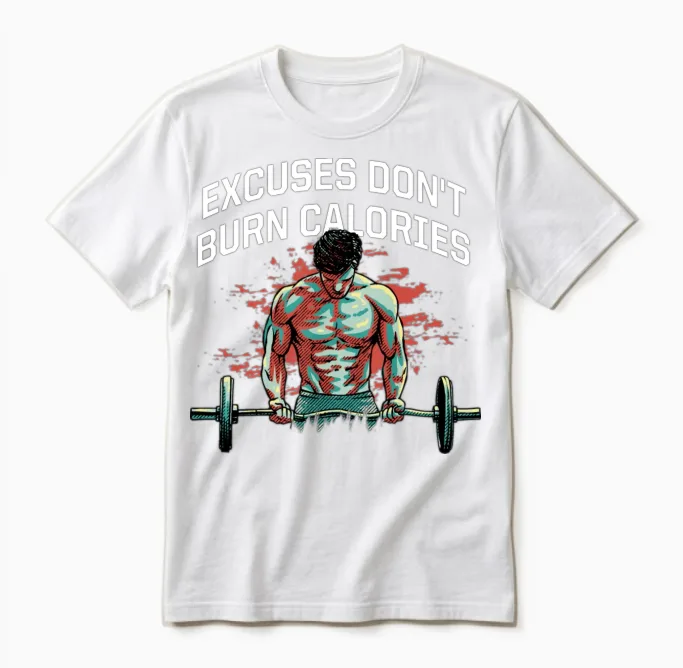 Excuses Dont Burn Calories Funny Workout Humor Gym Unisex T-Shirt in White