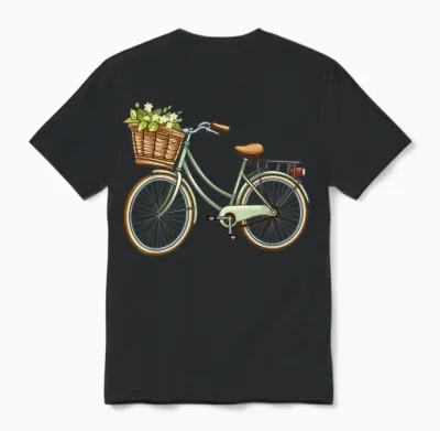 Ein Schöner Retro Fahrrad Mit Dem Blumen Korb Fahrrad Unisex T-Shirt - Black