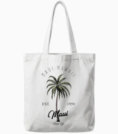 Maui Hawaii Tropical Tree Beach Urlaubsstimmung Auf Der Rückseite Tote Bags - White