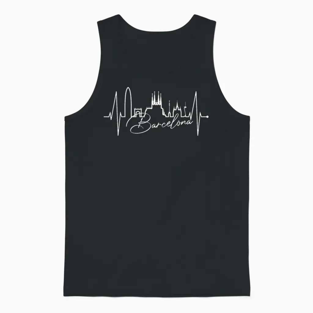 Barcelona Skyline Spanien Herzschlag Fan I Love Barcelona Unisex Tank Top in Black