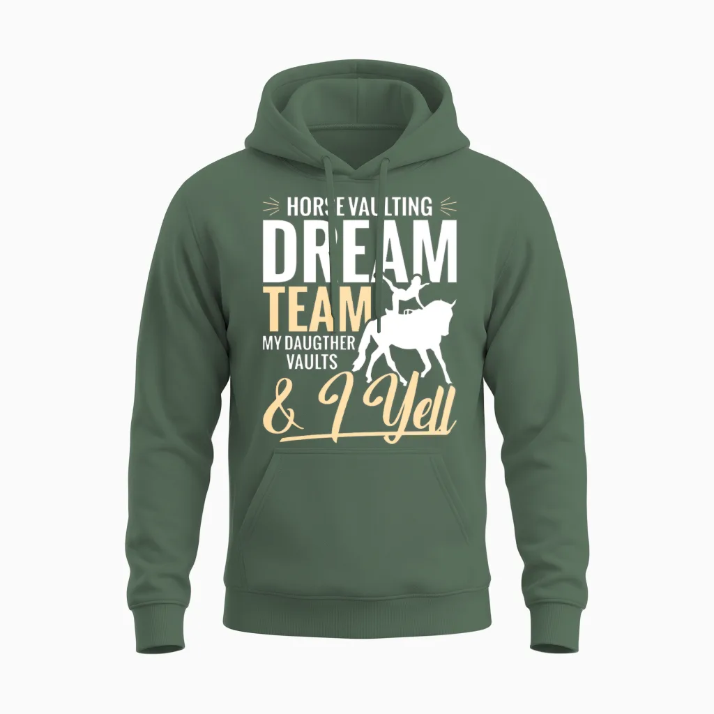 Horse Vaulting Dad Papa Horse Gymnastics Horse Unisex Hoodie in Military Green