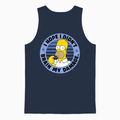 The Simpsons Homer I Hope I Didn't Brain My Damage Unisex Tank Top - Navy