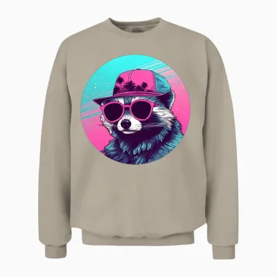 Style Raccoon Lovers Retro Unisex Sweatshirt - Sand