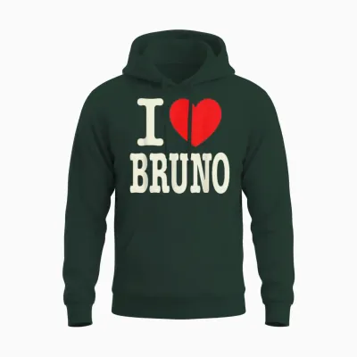 Ich Liebe Bruno T-Shirt Name Freund I Love Bruno Heart Unisex Hoodie - Forest