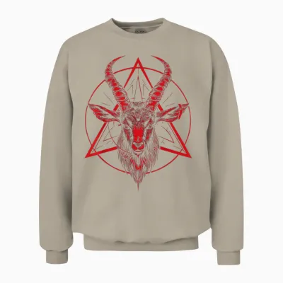 Satanic Goat Baphomet Satanist Halloween Metal Satanismus Unisex Sweatshirt - Sand