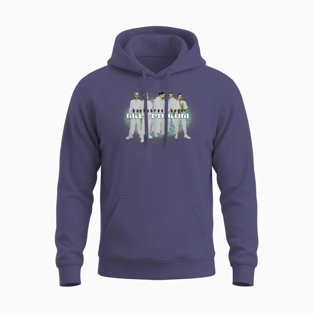 Backstreet Boys β Millenium Pose 2025 White Unisex Hoodie in Heather Sport Dark Navy