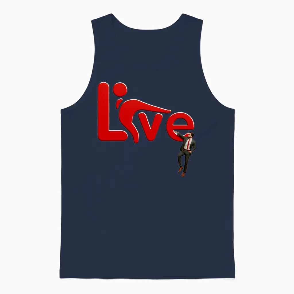 3d Love Typography with Creative Design Unisex Tank Top in Navy