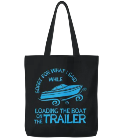 Boating Gift Loading the Boat on the Trailer Tote Bags - Black