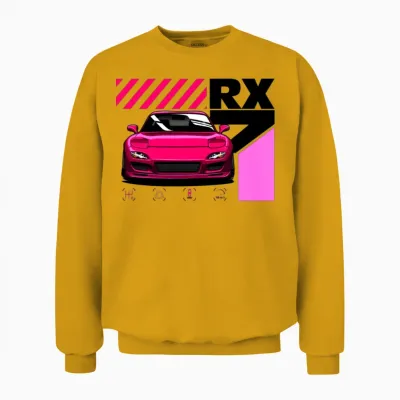 Mazda Rx7 Front Pink Unisex Sweatshirt - Gold