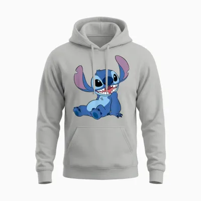 Disney Lilo & Stitch Happy Mood Good Alien Pose Logo T-Shirt, Black Unisex Hoodie - Ash