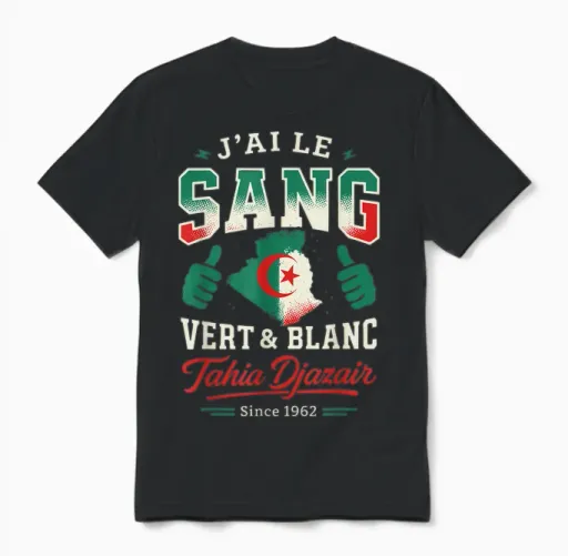 Gift Algeria Tahia Djazair Supporter Humour Dz Original Unisex T-Shirt - Black