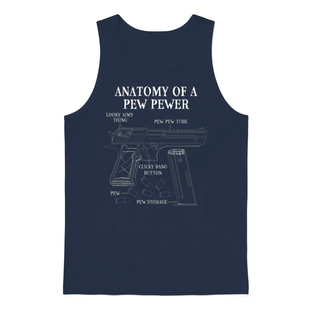 Funny Anatomy of a Pew Pewer - Ammo Gun - Gun Unisex Tank Top - Navy