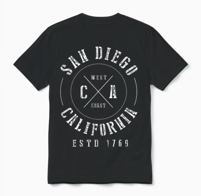 San Diego California Unisex T-Shirt in Black