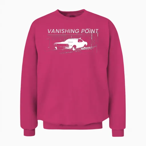Retro Car Vanishing Point Cars & Muscle Unisex Sweatshirt in Heliconia