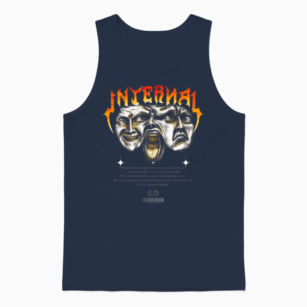 Internal Modern Streetwear Unisex Tank Top in Navy